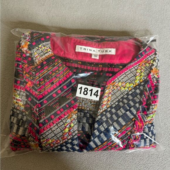 Trina Turk Cap-Sleeve Tweed Box Top Size S women’s - Picture 16 of 16